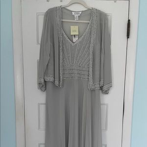 NEW!  J Kara Mother of the Bride/Groom Plus Size  Jacket Dress with Beaded Trim